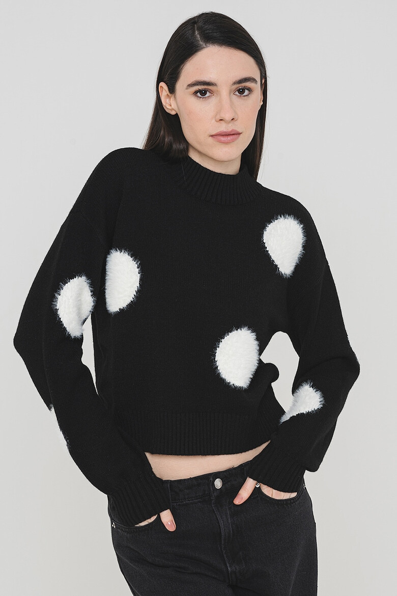 Vero Moda Пуловер Yolanda с рипс - Бял/Черен - Pepit.bg