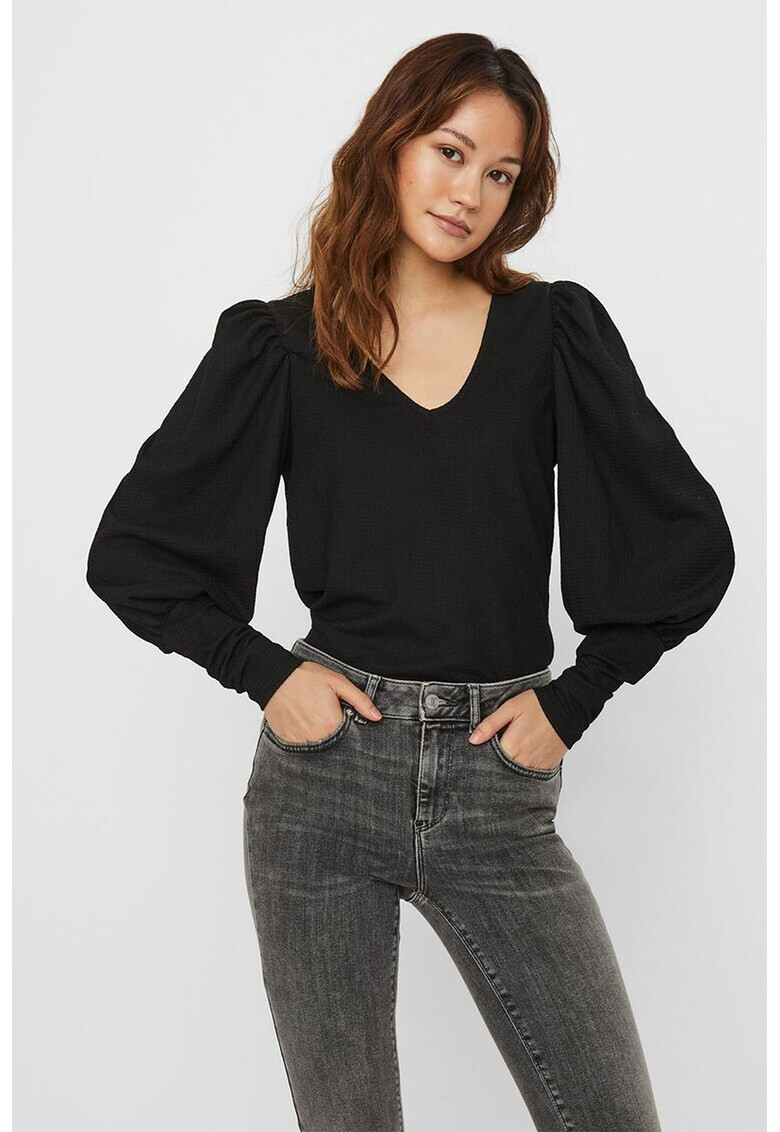 Vero Moda Релефна блуза с буфан ръкави - Pepit.bg