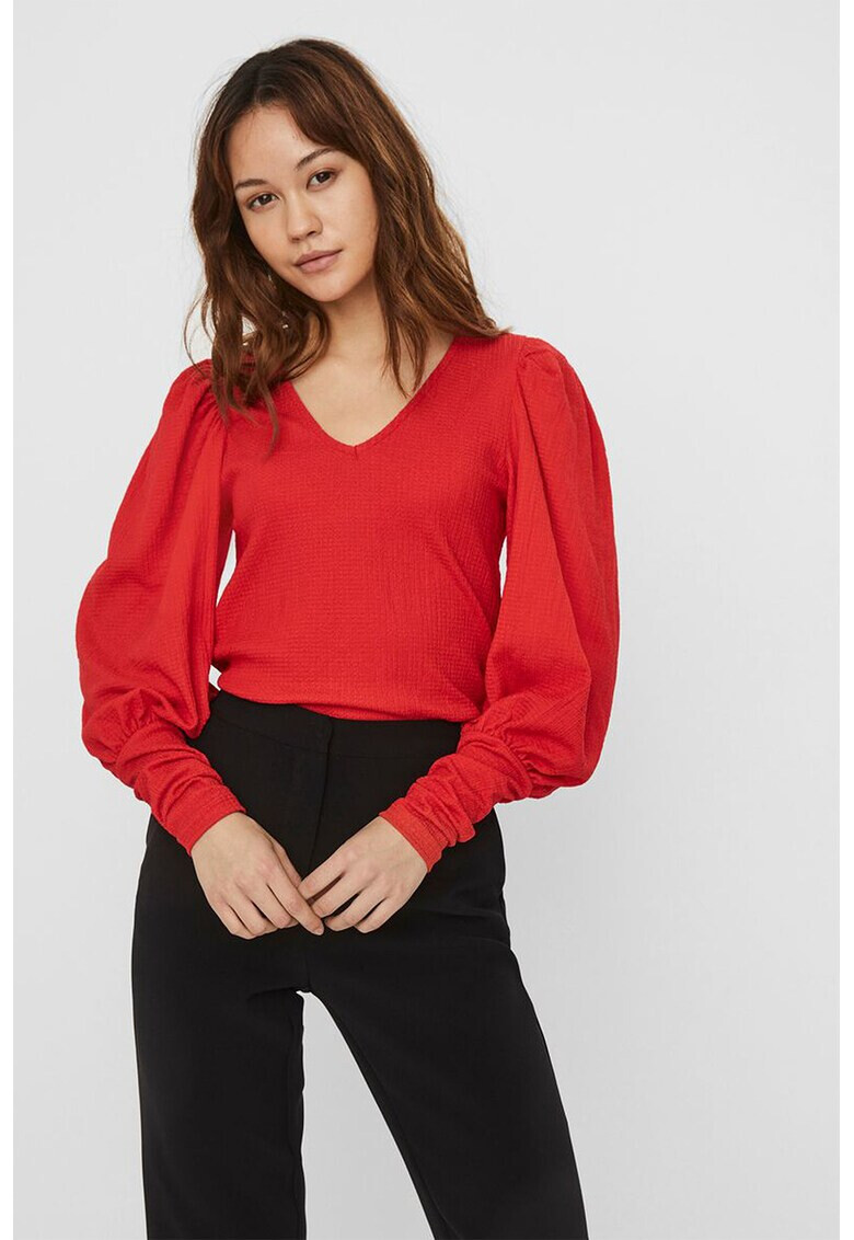 Vero Moda Релефна блуза с буфан ръкави - Pepit.bg