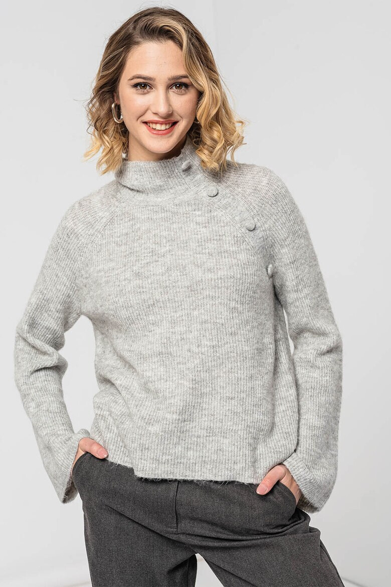 Vero Moda Рипсен пуловер с ниска яка - Pepit.bg