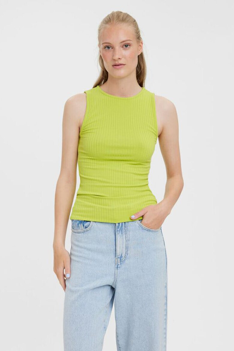 Vero Moda Рипсен топ с овално деколте - Pepit.bg