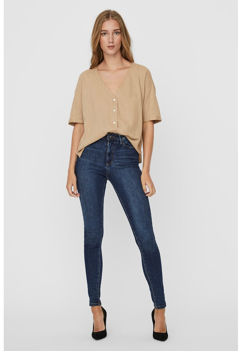 Vero Moda Риза с лен и къси ръкави - Pepit.bg