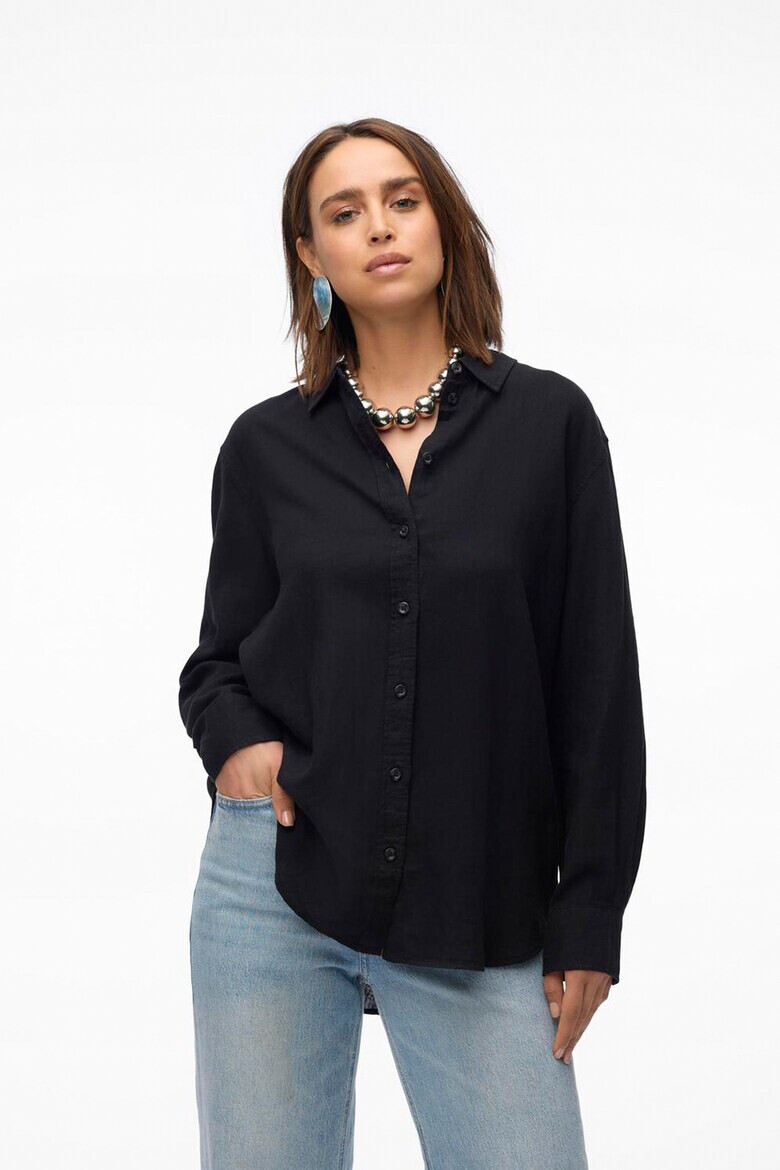 Vero Moda Риза с лен с остра яка - Pepit.bg