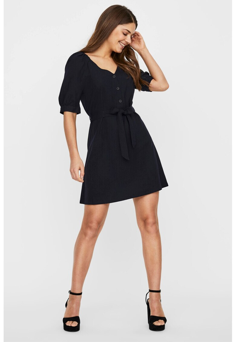 Vero Moda Рокля с лен и връзка - Pepit.bg