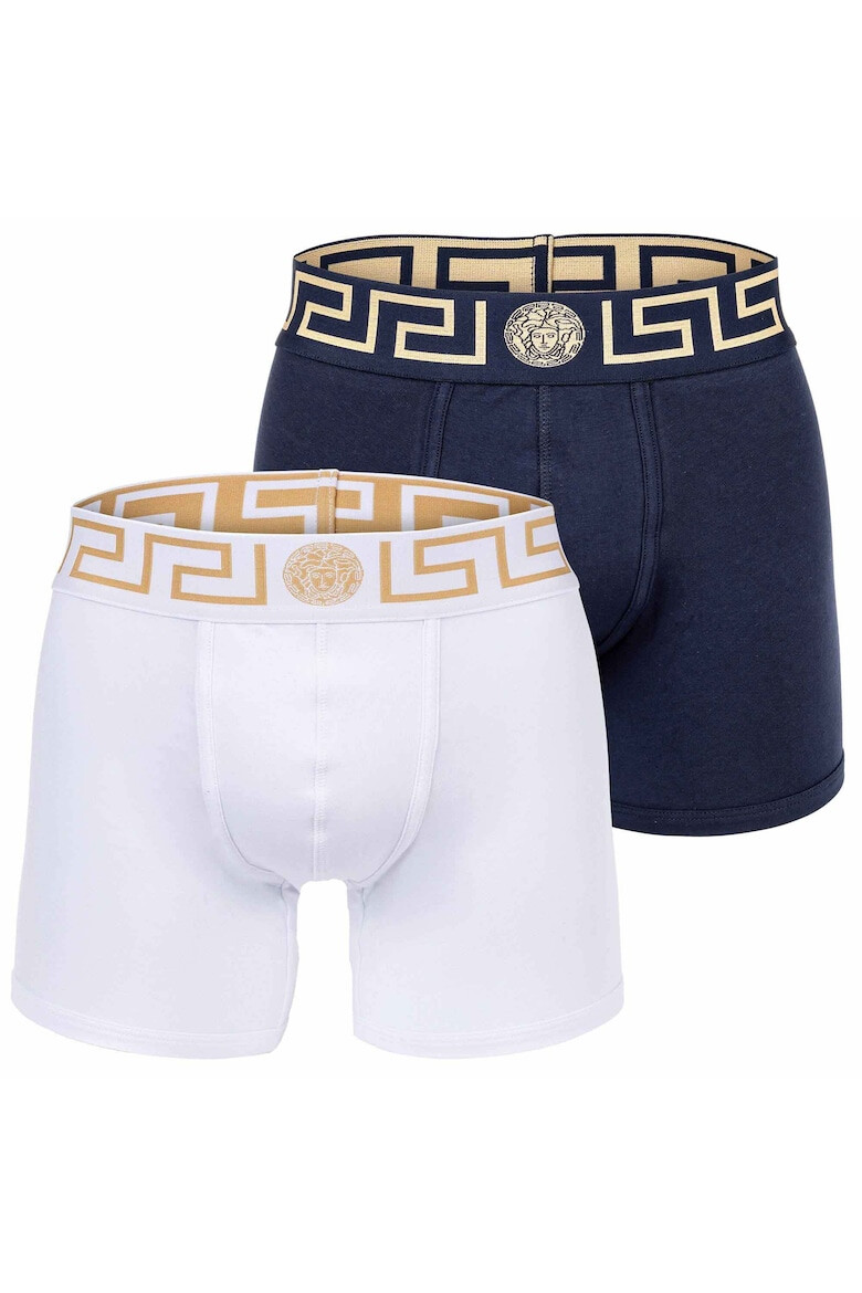 Versace Боксерки Topeka с лого - 2 чифта - Бял/Син - Pepit.bg