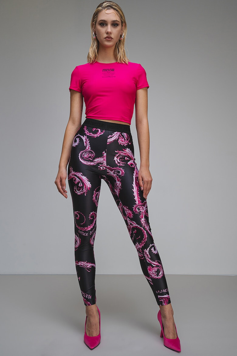 Versace Jeans Couture Къса тениска с лого - Черен/Яркорозово - Pepit.bg