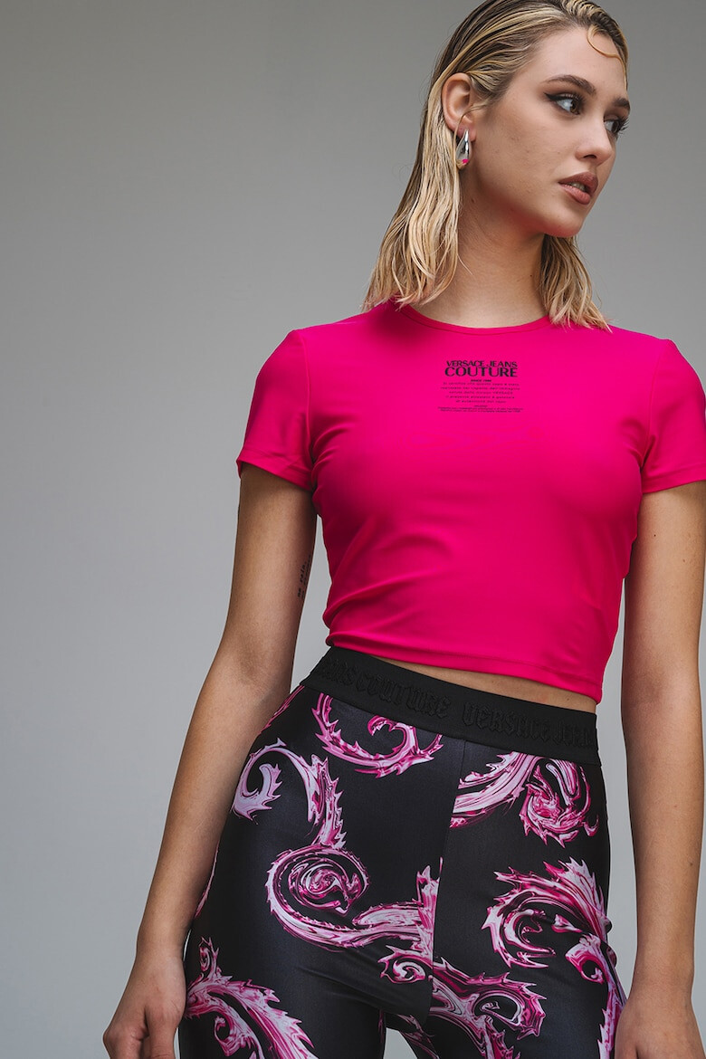 Versace Jeans Couture Къса тениска с лого - Черен/Яркорозово - Pepit.bg