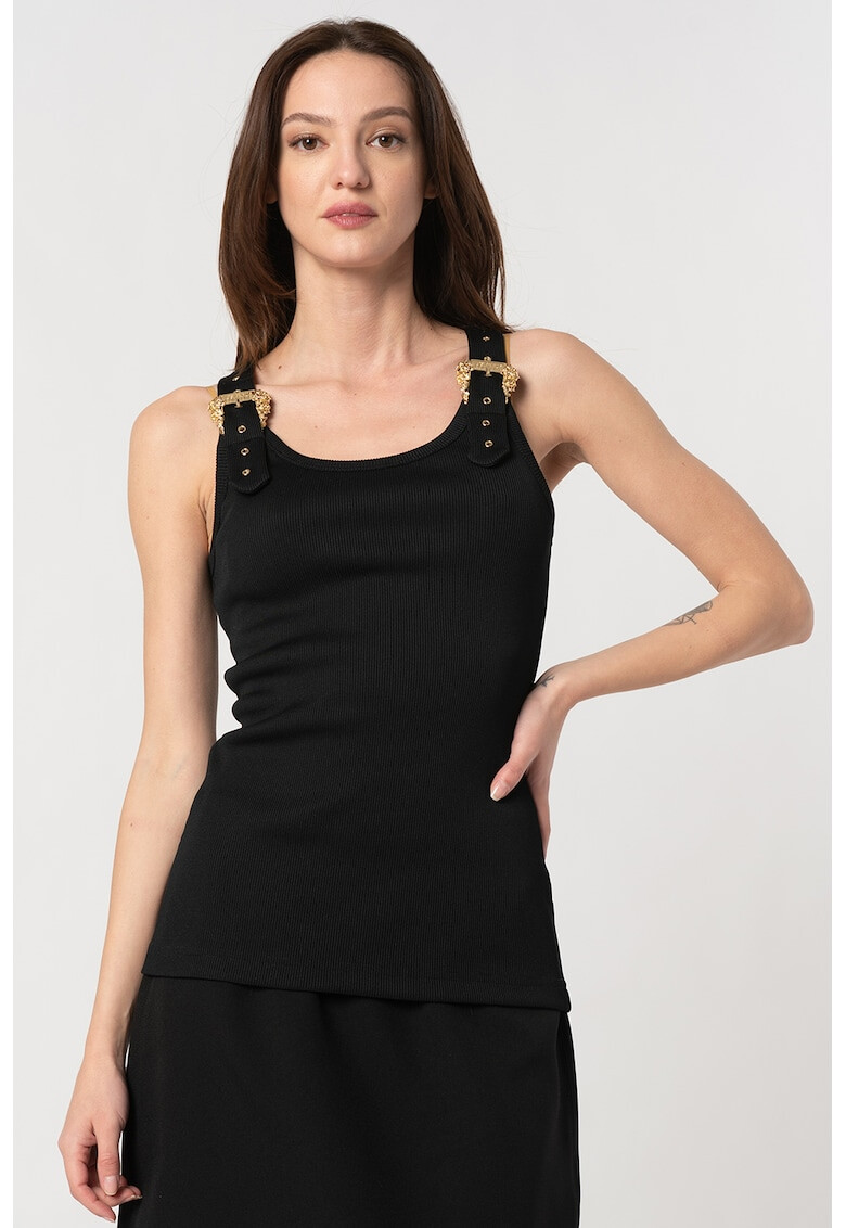 Versace Jeans Couture Рипсен топ с токи - Pepit.bg