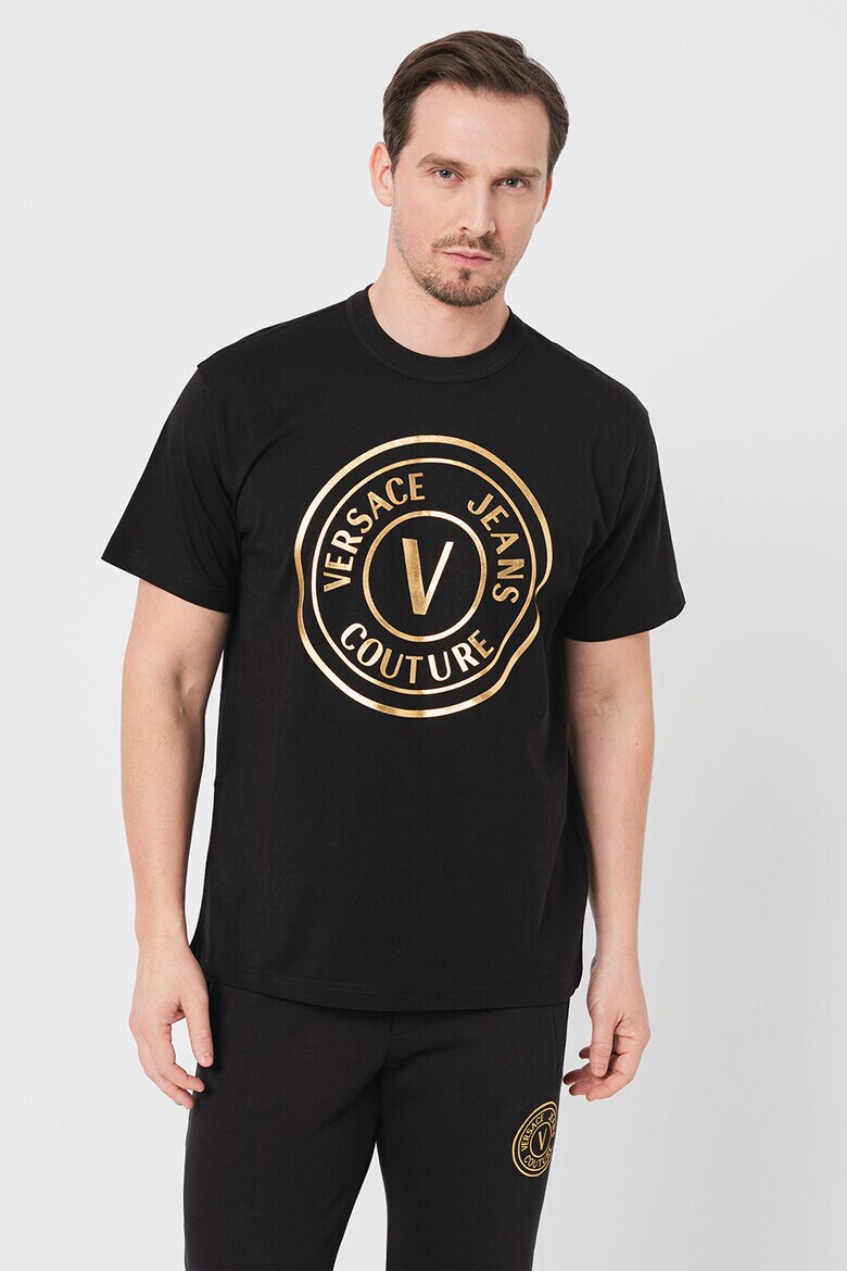 Versace Jeans Couture Тениска с овално деколте и лога - Pepit.bg