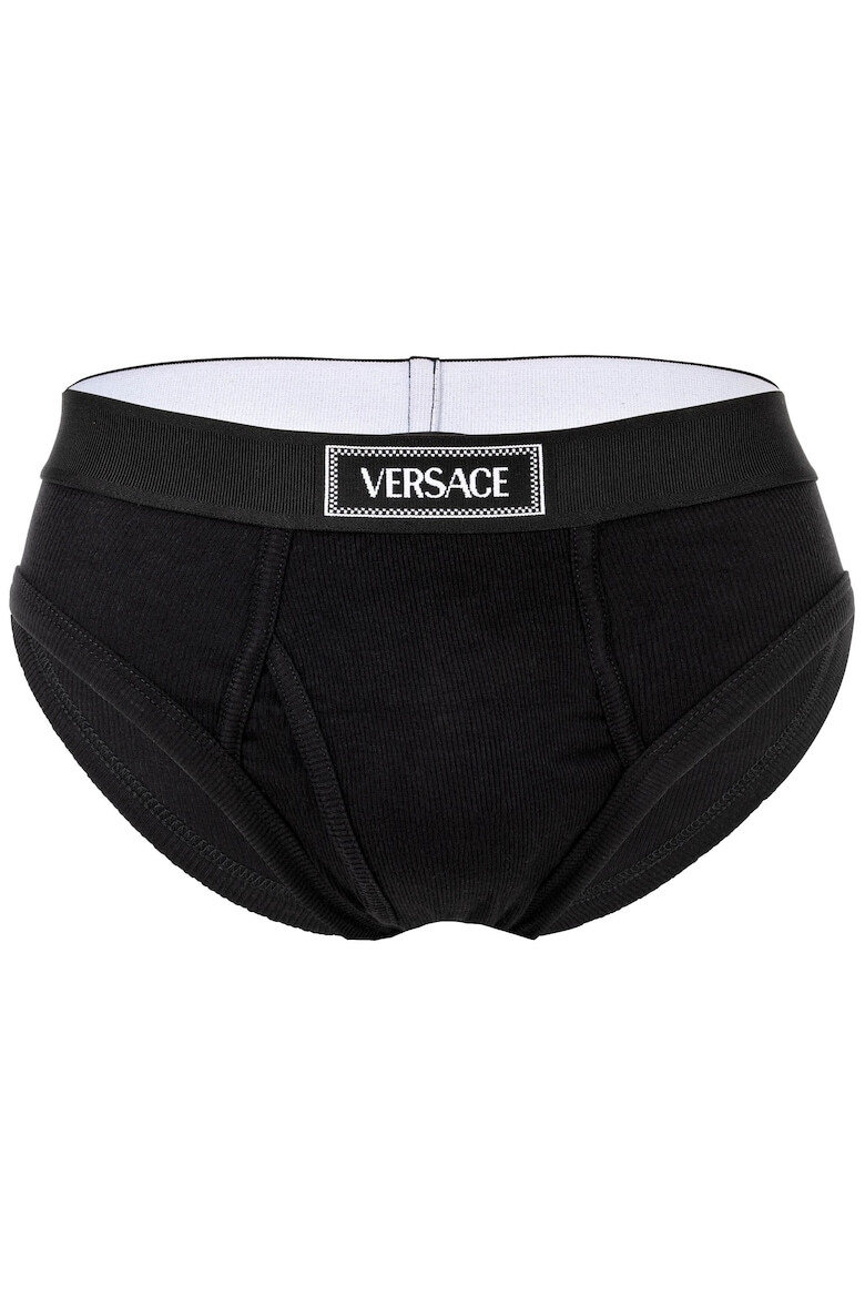 Versace Рипсени слипове с лого - Черен - Pepit.bg