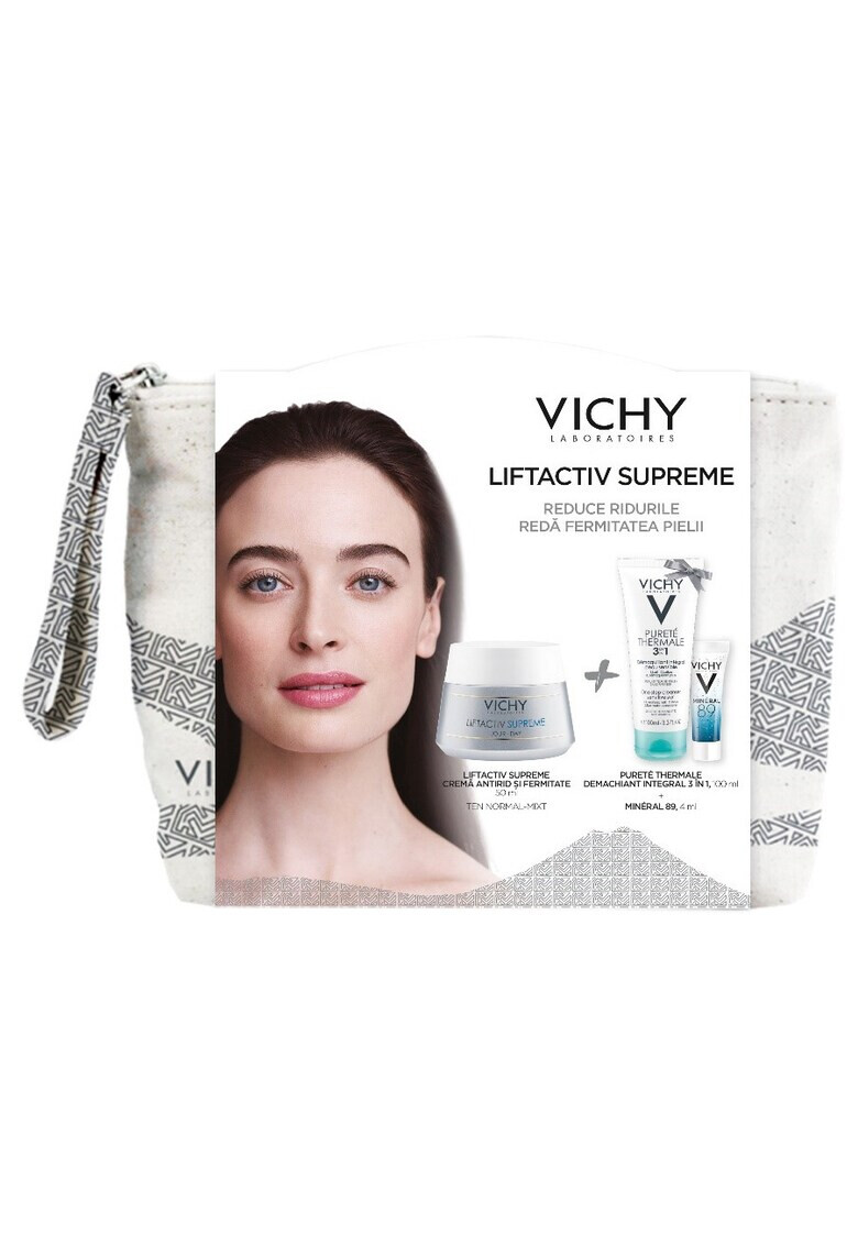 Vichy Комплект LIFACTIV Supreme Крем за лице против бръчки и отпускане За нормална към смесена кожа 50 мл + Демакиянт 3 в1 PURETE THERMALE 100 мл + Mineral 89 4 мл - Pepit.bg