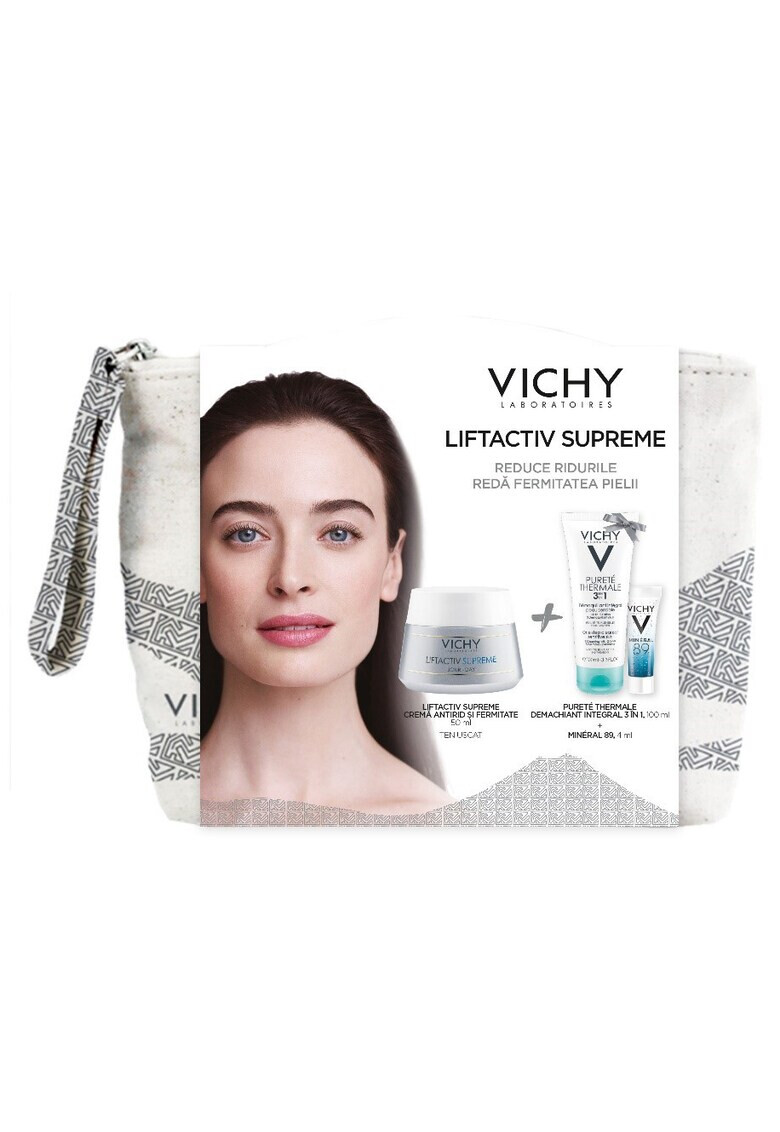 Vichy Комплект LIFTACTIV Supreme Крем за лице против бръчки и отпускане За суха кожа 50 мл + Демакиянт 3 в1 PURETE THERMALE 100 мл + Mineral 89 4 мл - Pepit.bg