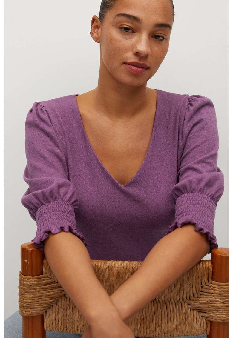 VIOLETA BY MANGO Блуза с памук и лен Turin - Pepit.bg
