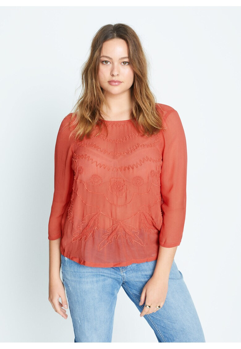 VIOLETA BY MANGO Ефирна блуза Imperial с бродерии - Pepit.bg