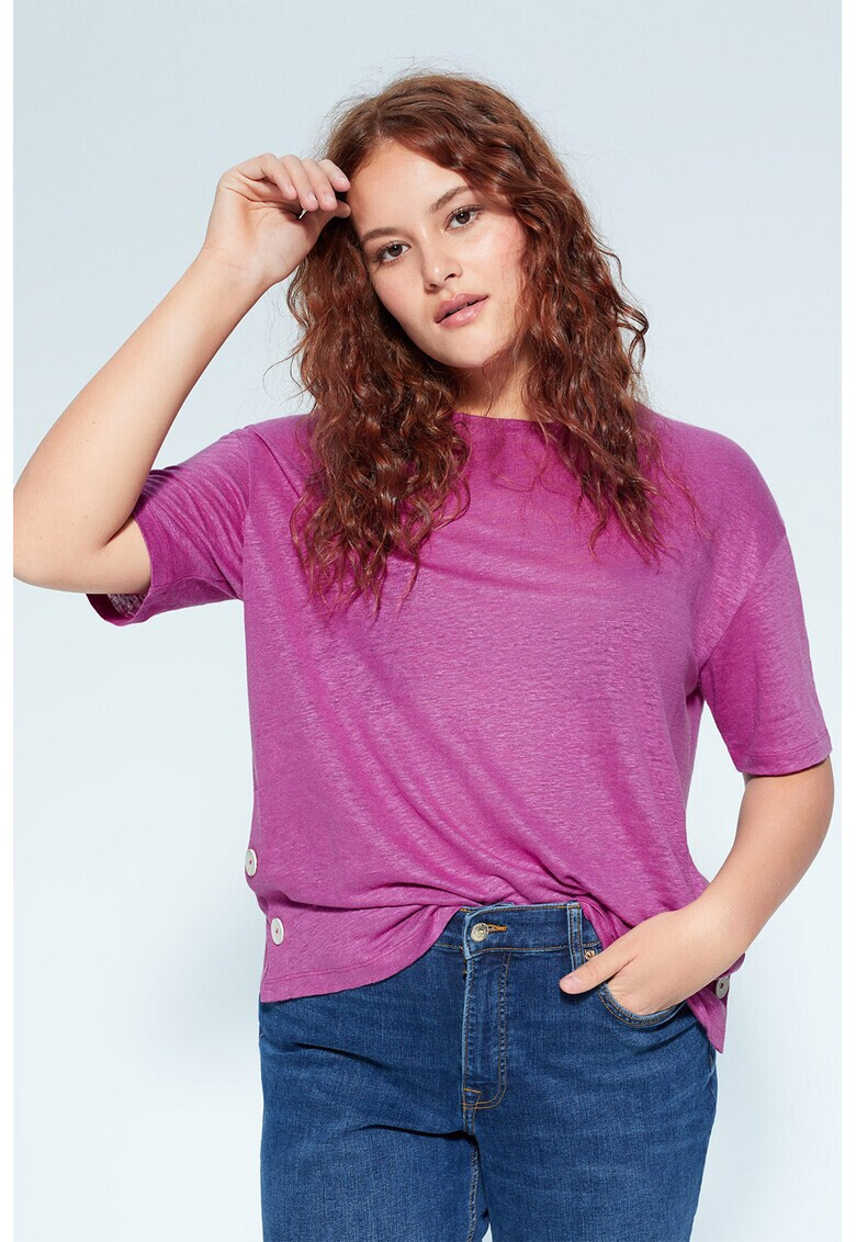 VIOLETA BY MANGO Свободна тениска с лен - Pepit.bg