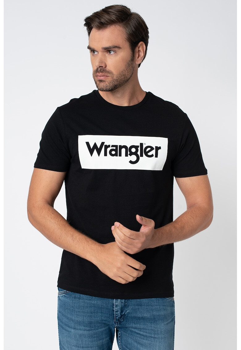 Wrangler Тениска с овално деколте и лого - Pepit.bg