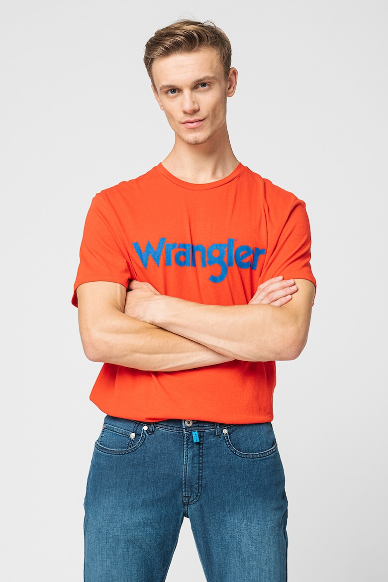 Wrangler Тениска с овално деколте и лого - Pepit.bg