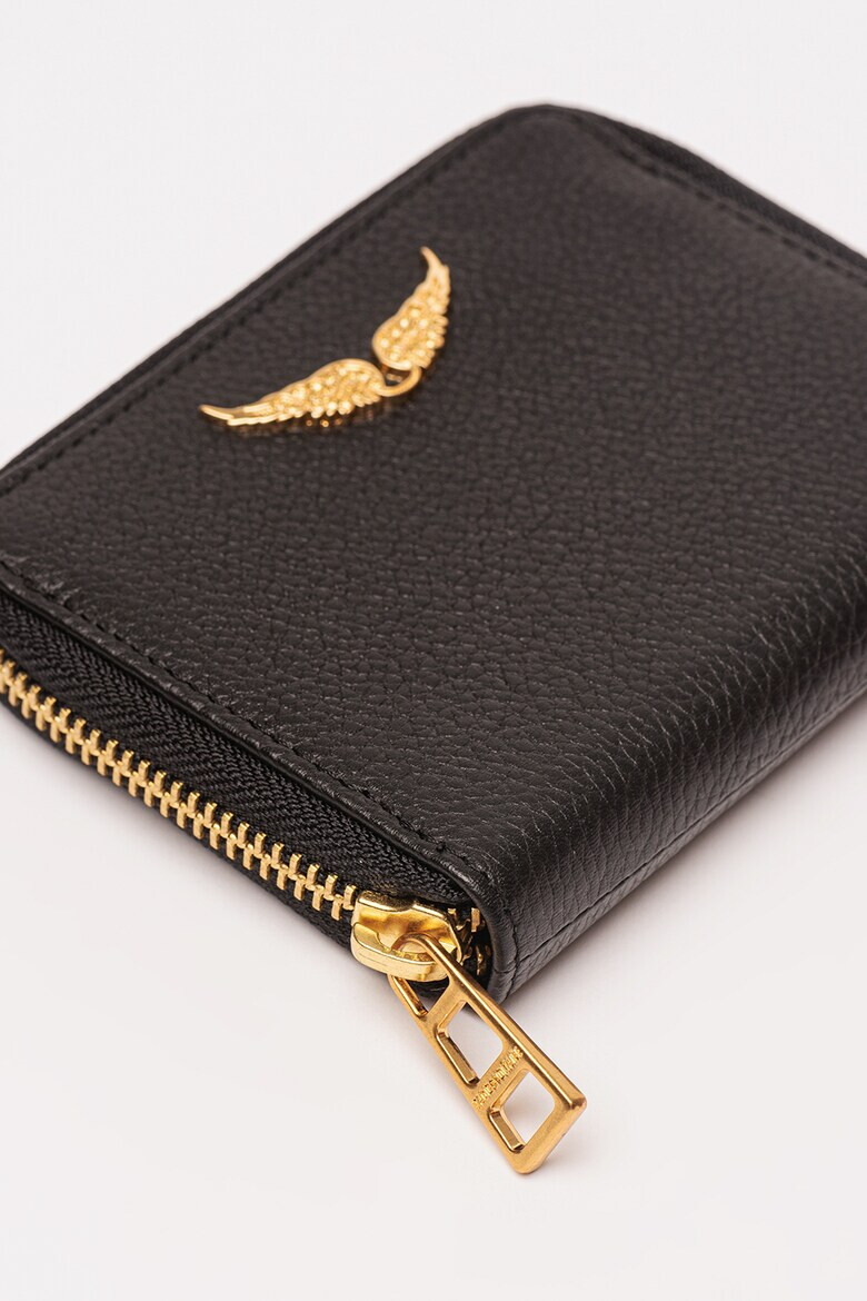 Zadig  Voltaire Кожен портфейл Mini ZV с цип - Златист/Черен - Pepit.bg
