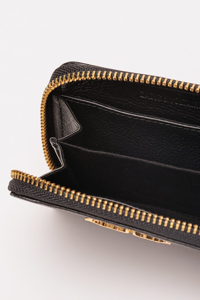Zadig  Voltaire Кожен портфейл Mini ZV с цип - Златист/Черен - Pepit.bg
