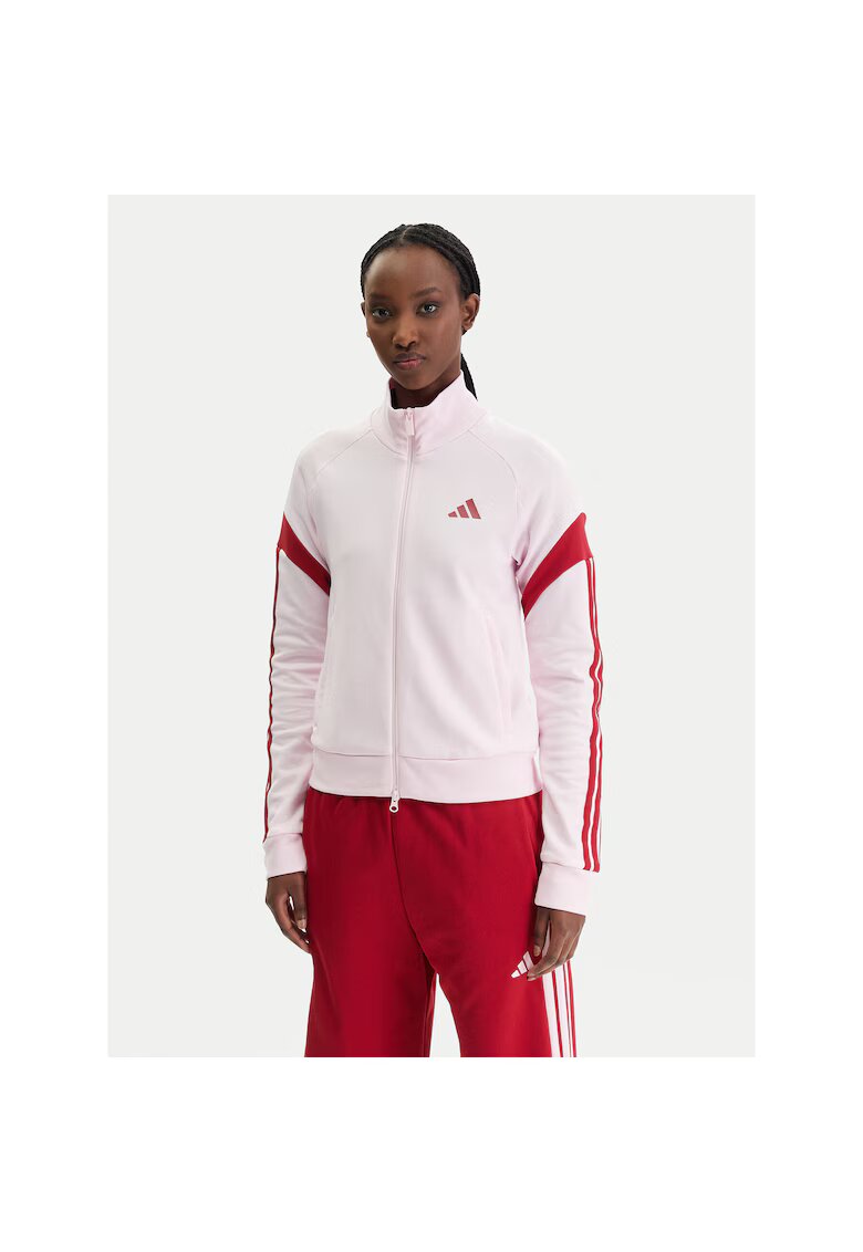 adidas Дамска блуза - цип - розова - 53% памук - 47% рециклиран полиестер