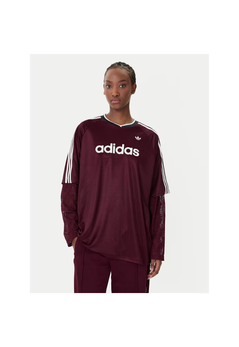 adidas Дамска спортна блуза - рециклиран полиестер - тъмночервен