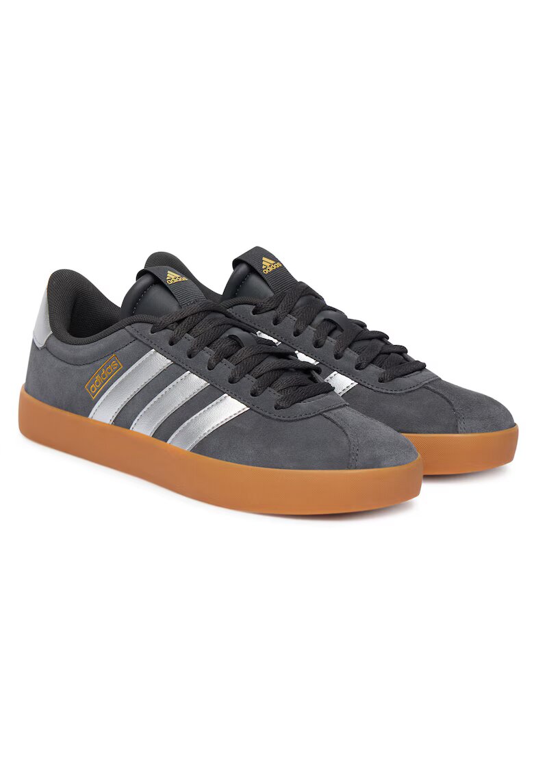 adidas Дамски кецове - естествена кожа - сиви - текстил