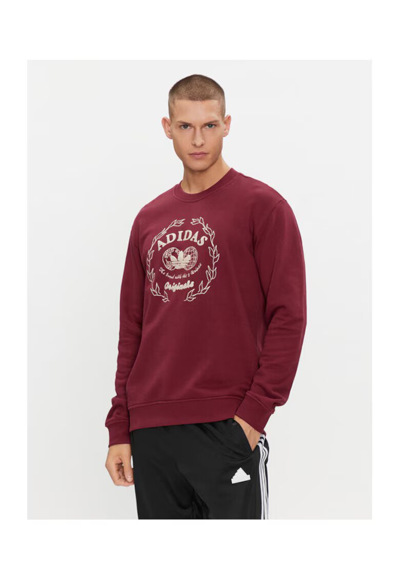adidas Мъжки суичър тъмночервен