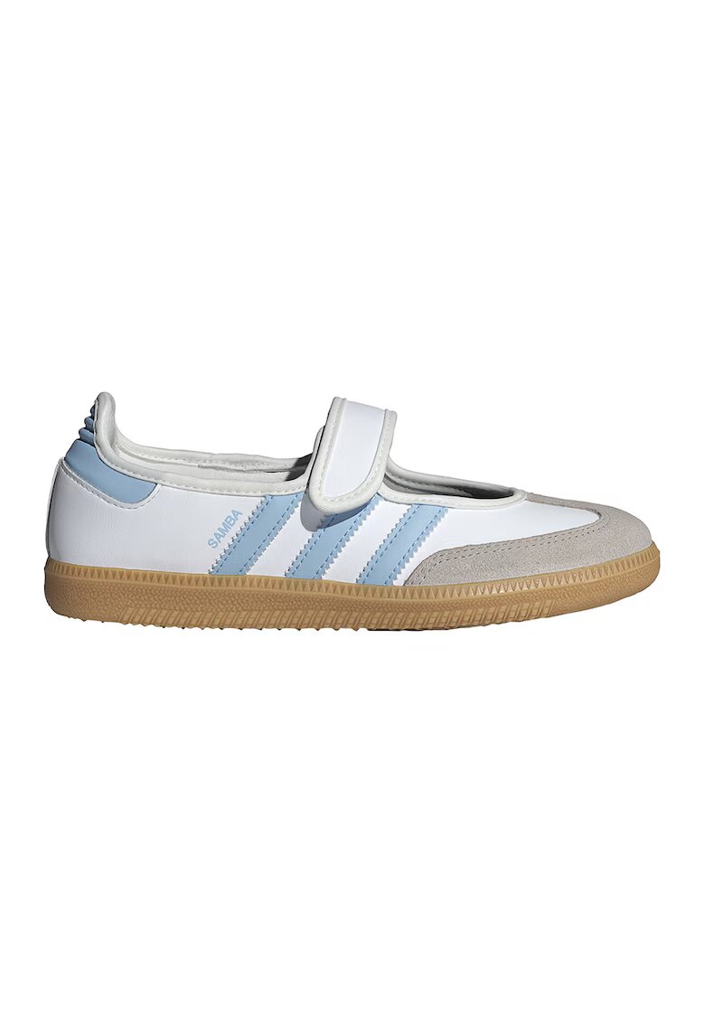 adidas Originals Кожени маратонки Samba с велкро - Бял/Светлосин
