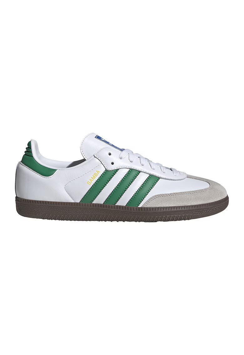 adidas Originals Кожени спортни обувки Samba с велур - Бял/Аква зелено