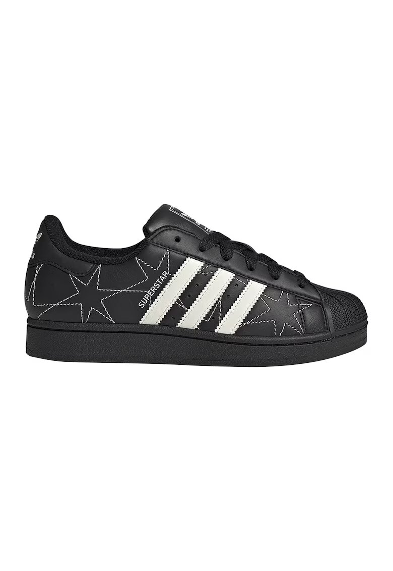 adidas Originals Кожени спортни обувки Superstar II със звездовиден принт - Черен/Мръснобял