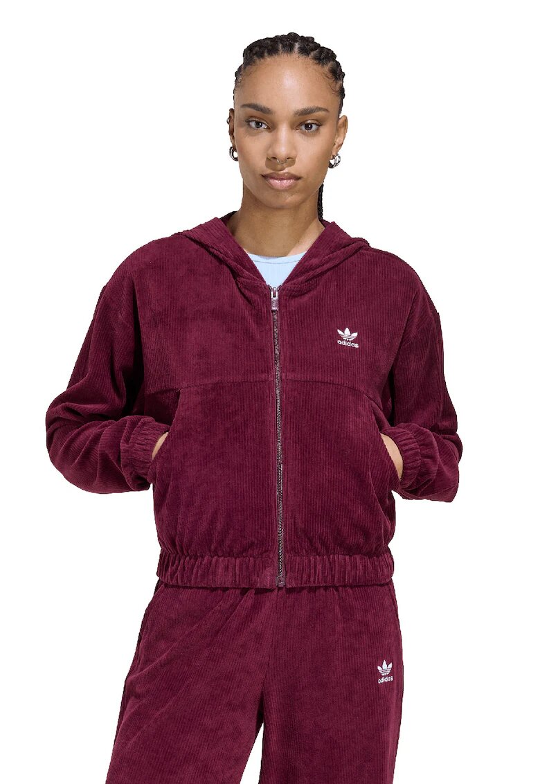 adidas Originals Рипсено худи с цип и джобове