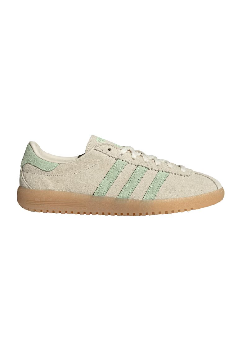 adidas Originals Спортни обувки от велур с контрастна подметка - Бежов/Светлозелен