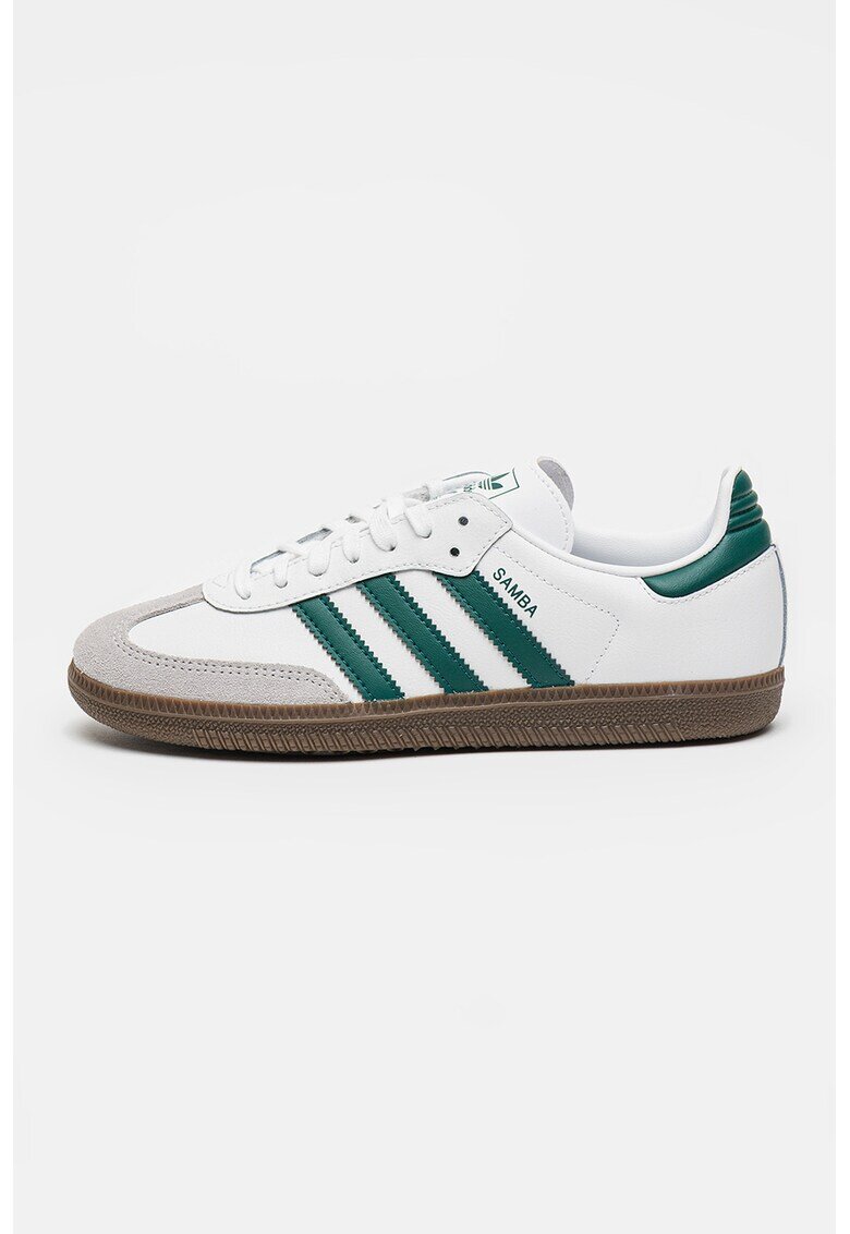 adidas Originals Спортни обувки Samba OG от еко кожа с велур - Бял/Тъмнозелен