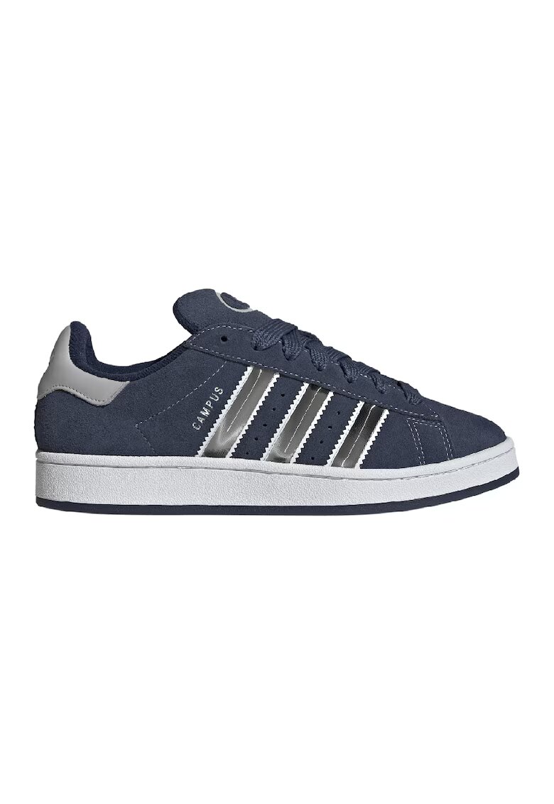 adidas Originals Велурени спортни обувки Campus с лого - Сив/Тъмносин