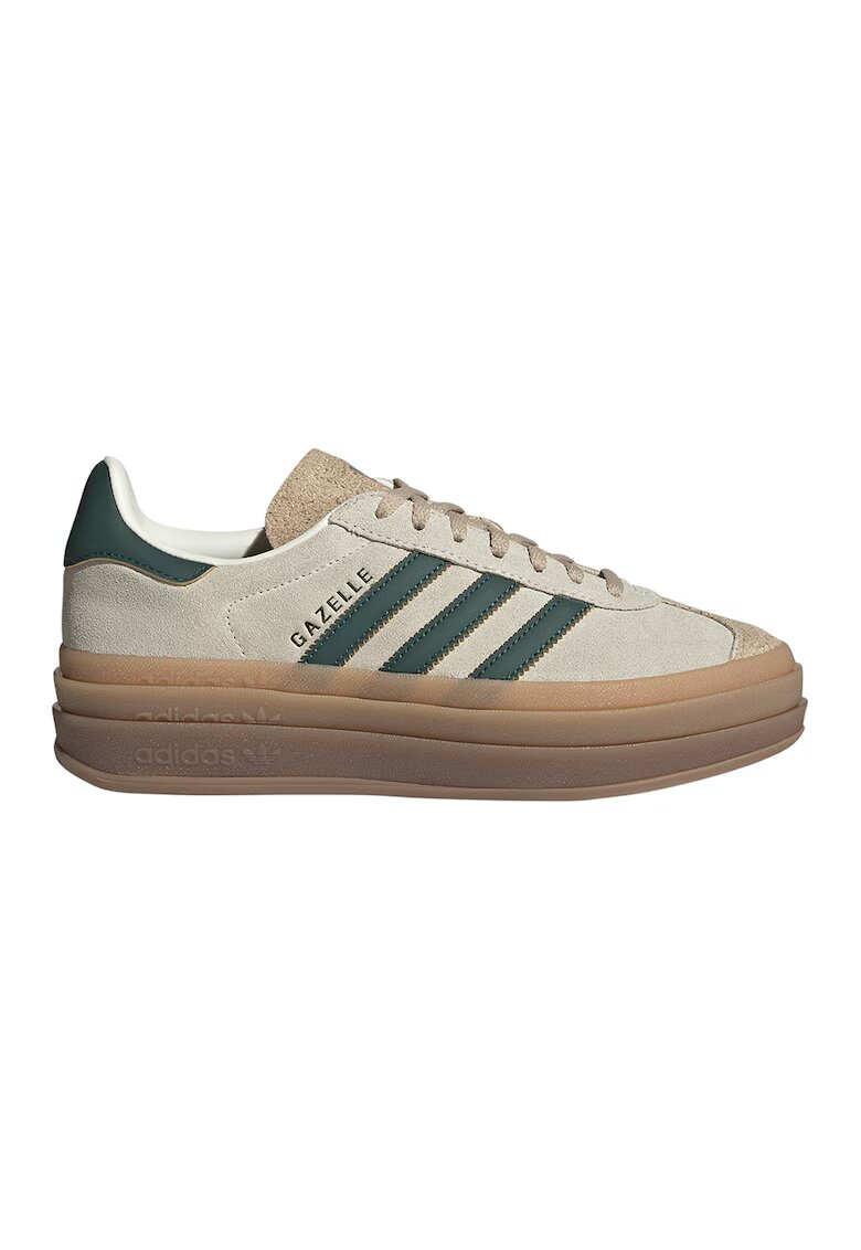 adidas Originals Велурени спортни обувки Gazelle Bold - Тъмнозелен/Сиво-бежов