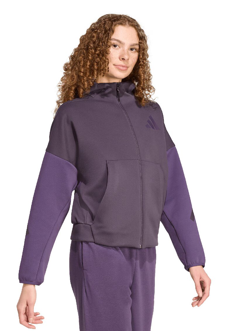 adidas Sportswear Худи Z.N.E с цип и паднали ръкави - Виолетов/Тъмновиолетов