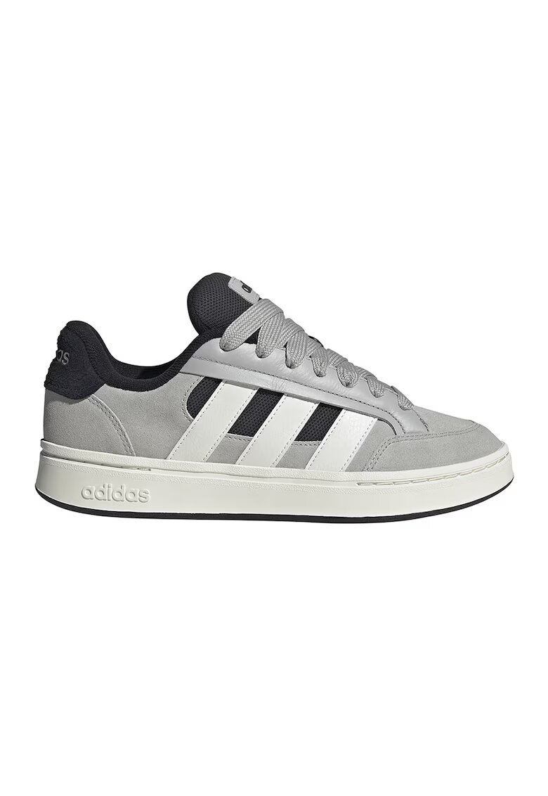 adidas Sportswear Спортни обувки от велур Grand Court Alpha с контрастни шевове - Черен/Светло сив/Мръснобял