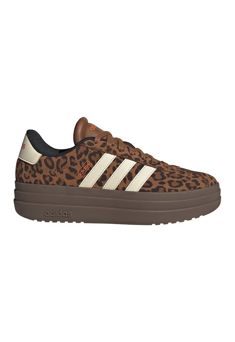 adidas Sportswear Велурени спортни обувки с шарка и платформа VL Court - Тъмнокафяв/Карамел