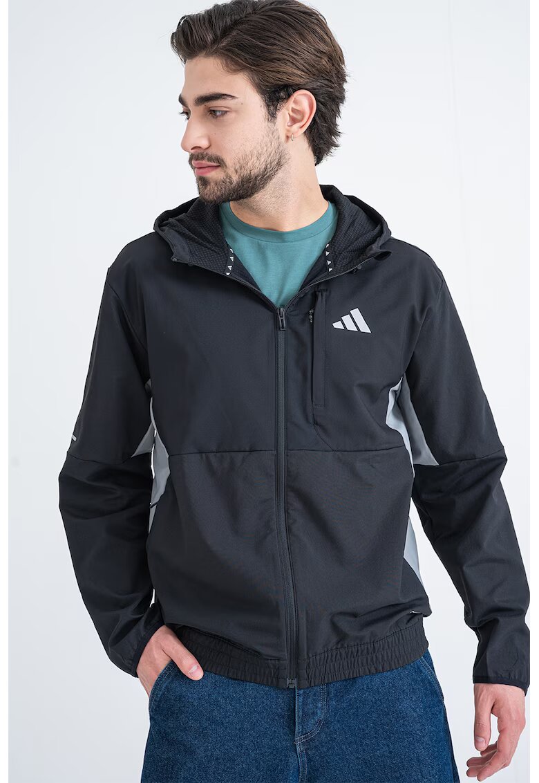 adidas Sportswear Яке с качулка и джобове с цип - Черен/Сив