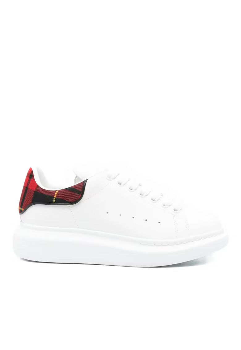 Alexander McQueen Дамски кецове - Oversized Tartan - Бял - Червен/Бял