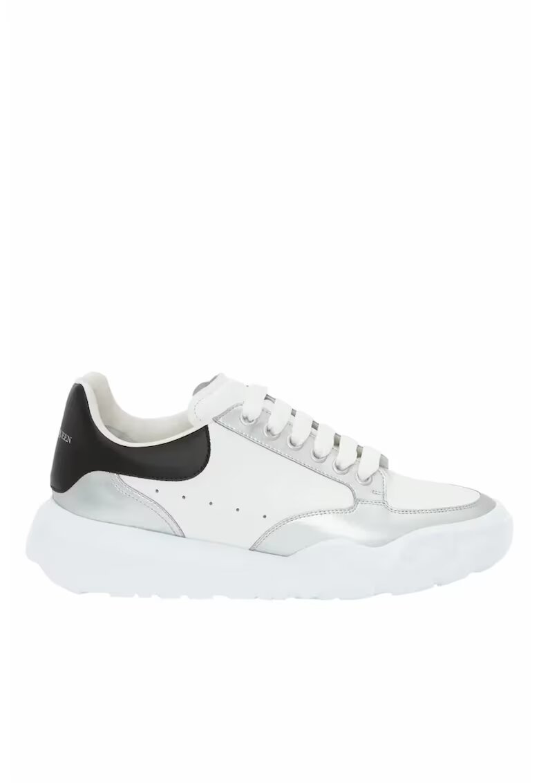 Alexander McQueen Мъжки кецове - Oversized Court Trainer - Бяло Сребристо - Бял/Сребрист