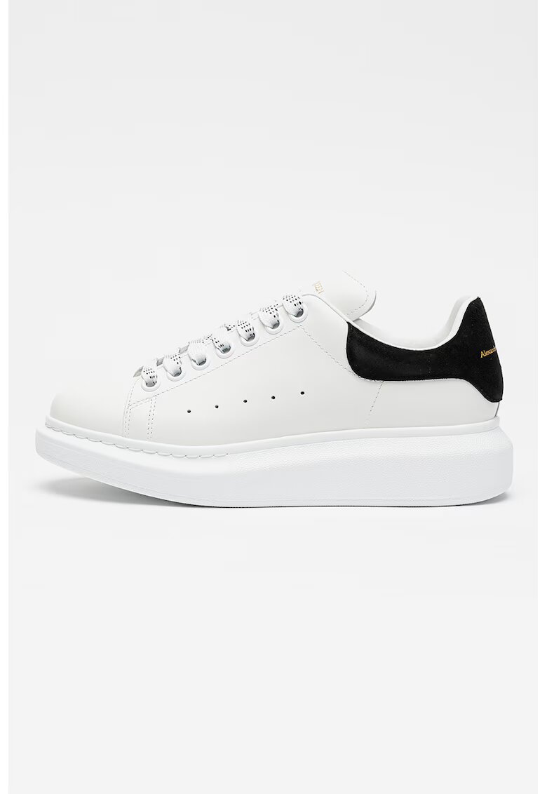 Alexander McQueen Скосени кожени тренировъчни обувки - Оранжев/Мръснобял