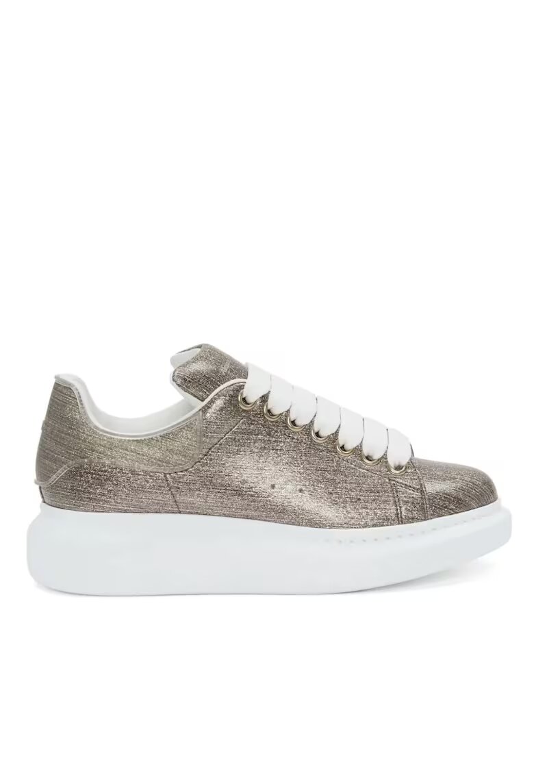 Alexander McQueen Златисти кожени маратонки с метален ефект - Бял/Златист