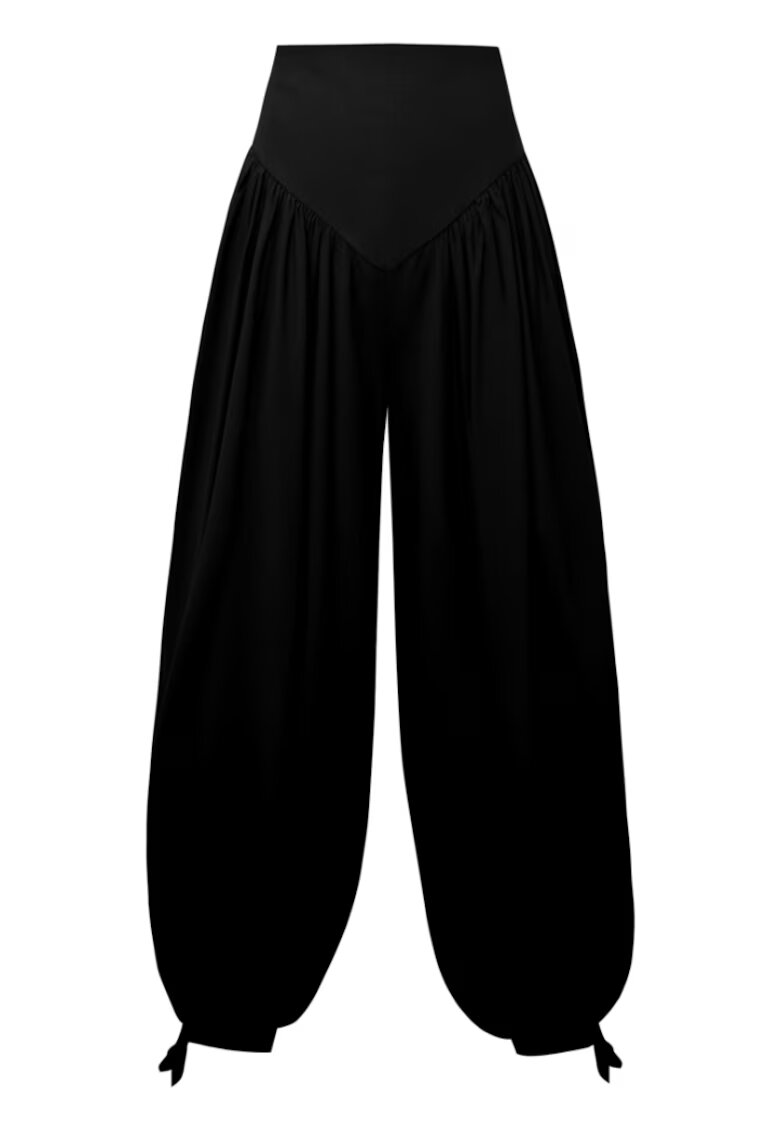 Alina Cernatescu Pantaloni tip balon din bumbac Obsidian