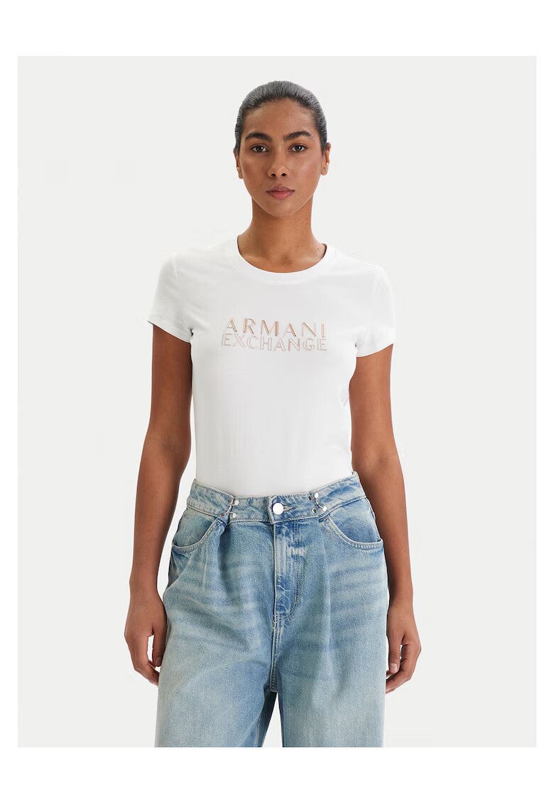 Armani Exchange Дамска тениска бяла