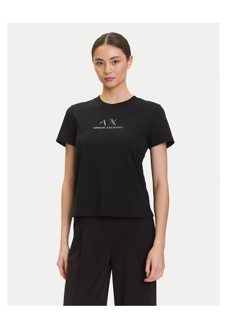 Armani Exchange Дамска тениска памук - черна