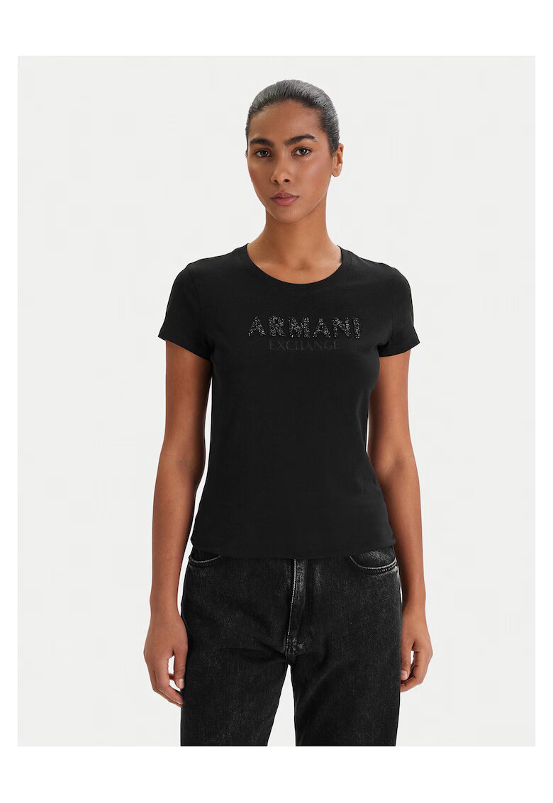 Armani Exchange Дамска тениска - памук - вталена кройка