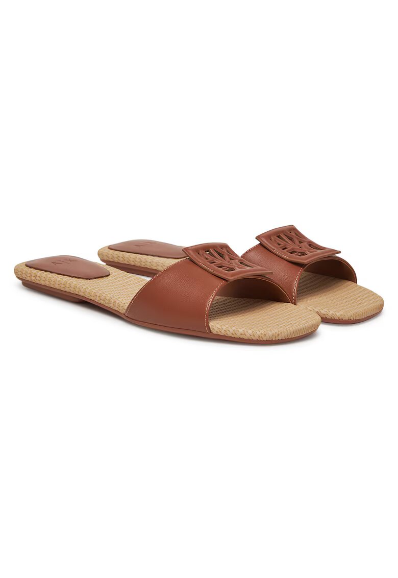 Armani Exchange Дамски чехли - Camel Rose - екологична кожа