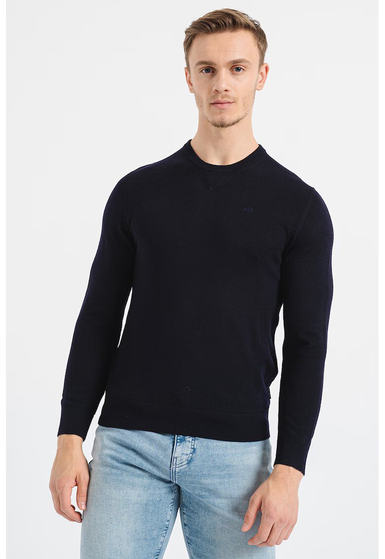 Armani Exchange Фино плетен вълнен пуловер