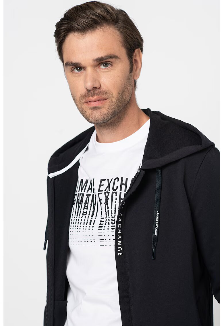 Armani Exchange Худи с цип и джобове встрани